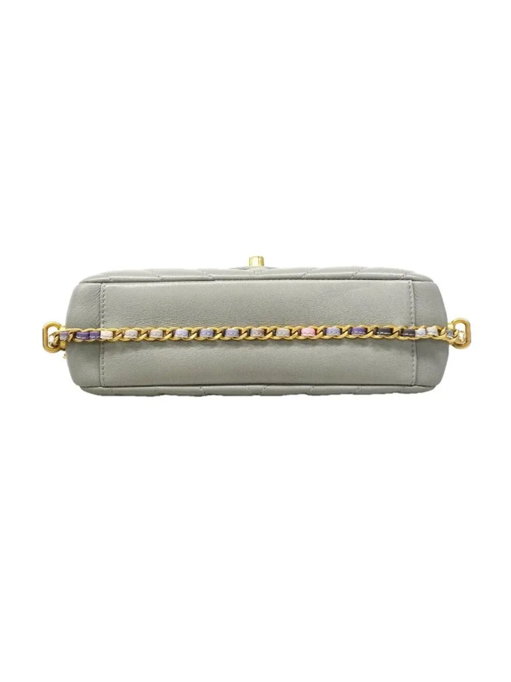 Chanel Shoulder Bag Che Blanc Lambskin Gray Gold